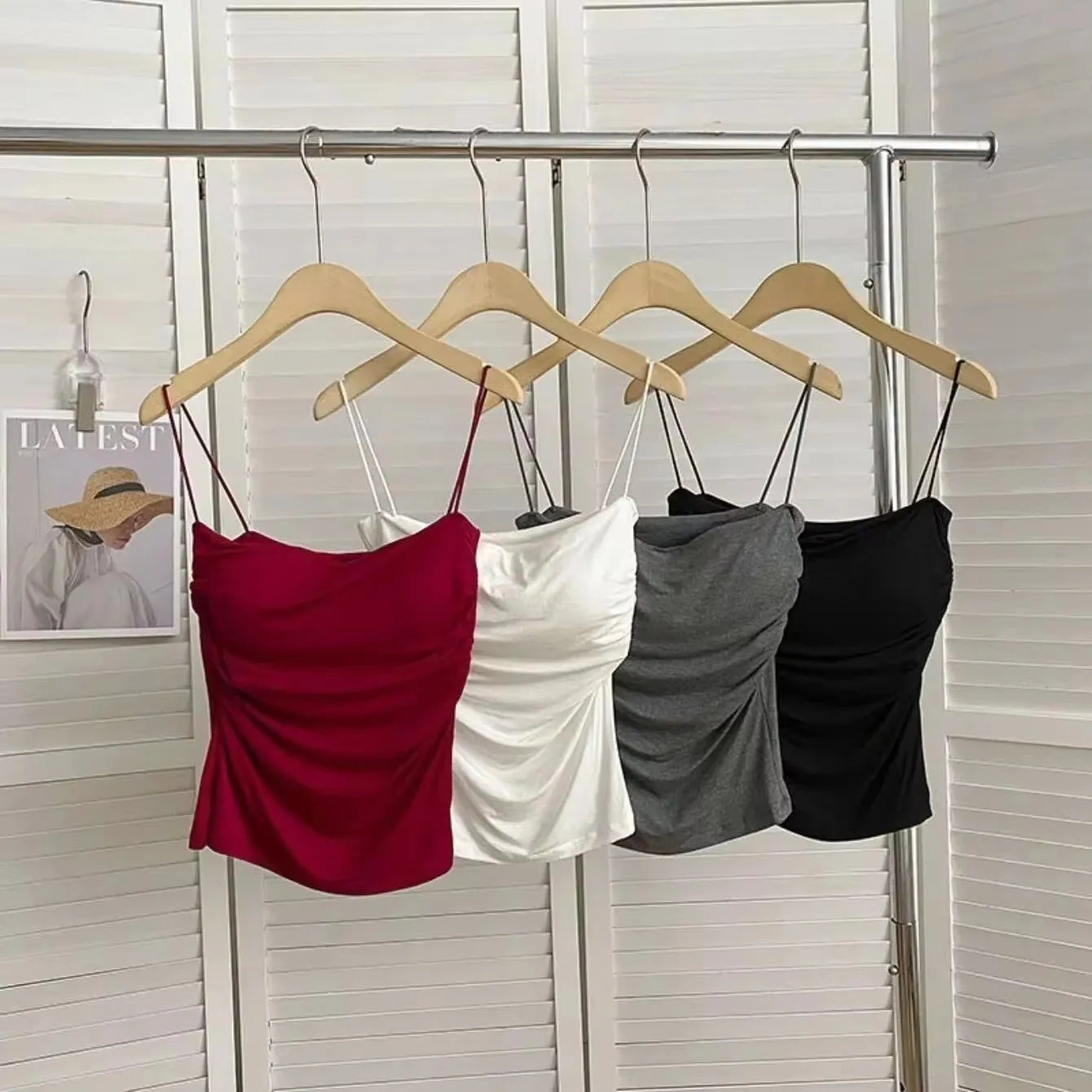 Women's Sleeveless Top Tank Underwear Fitted Camisole Sexy Short Top With Thin Straps