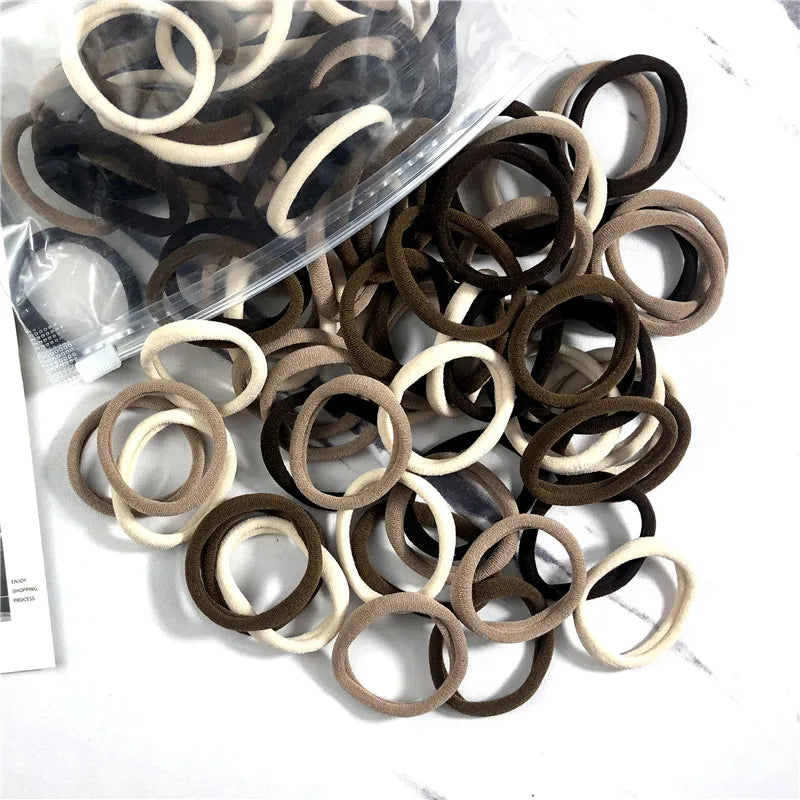 50PCS/100PCS Set Hair Bands for Women Girl Basic Rubber Ties Ropes 4cm
