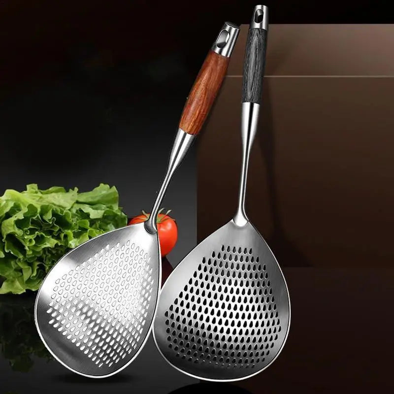304 Stainless Steel Skimmer Strainer Slotted Ladle Mesh Deep Fryer Oil Frying Scoop