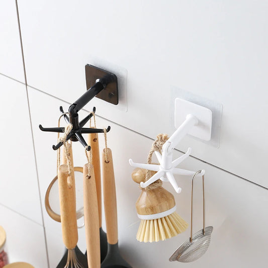 Multi Functional And Rotatable Hook, No Punching, Strong Adhesive Storage Rack