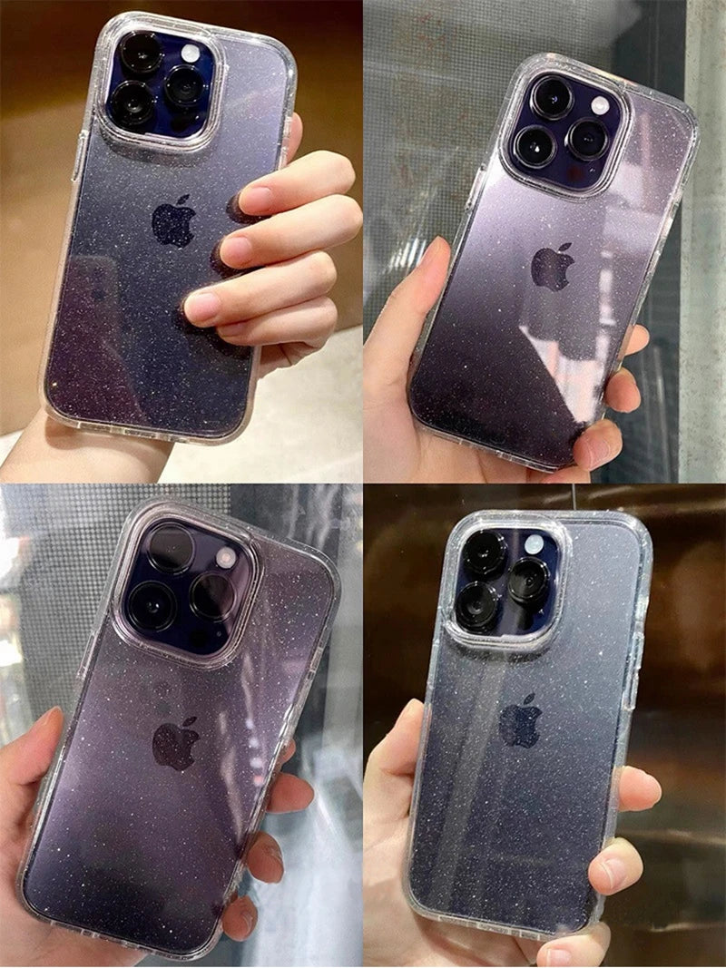 Luxury Bling Glitter Clear Phone Case for iPhone Silicone Soft Transparent Bumper Cover