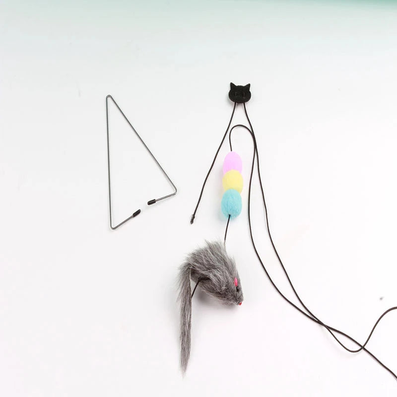 Retractable Cat Feather Toy Hanging Interactive Toys for Indoor Cats Kitten Play Chase