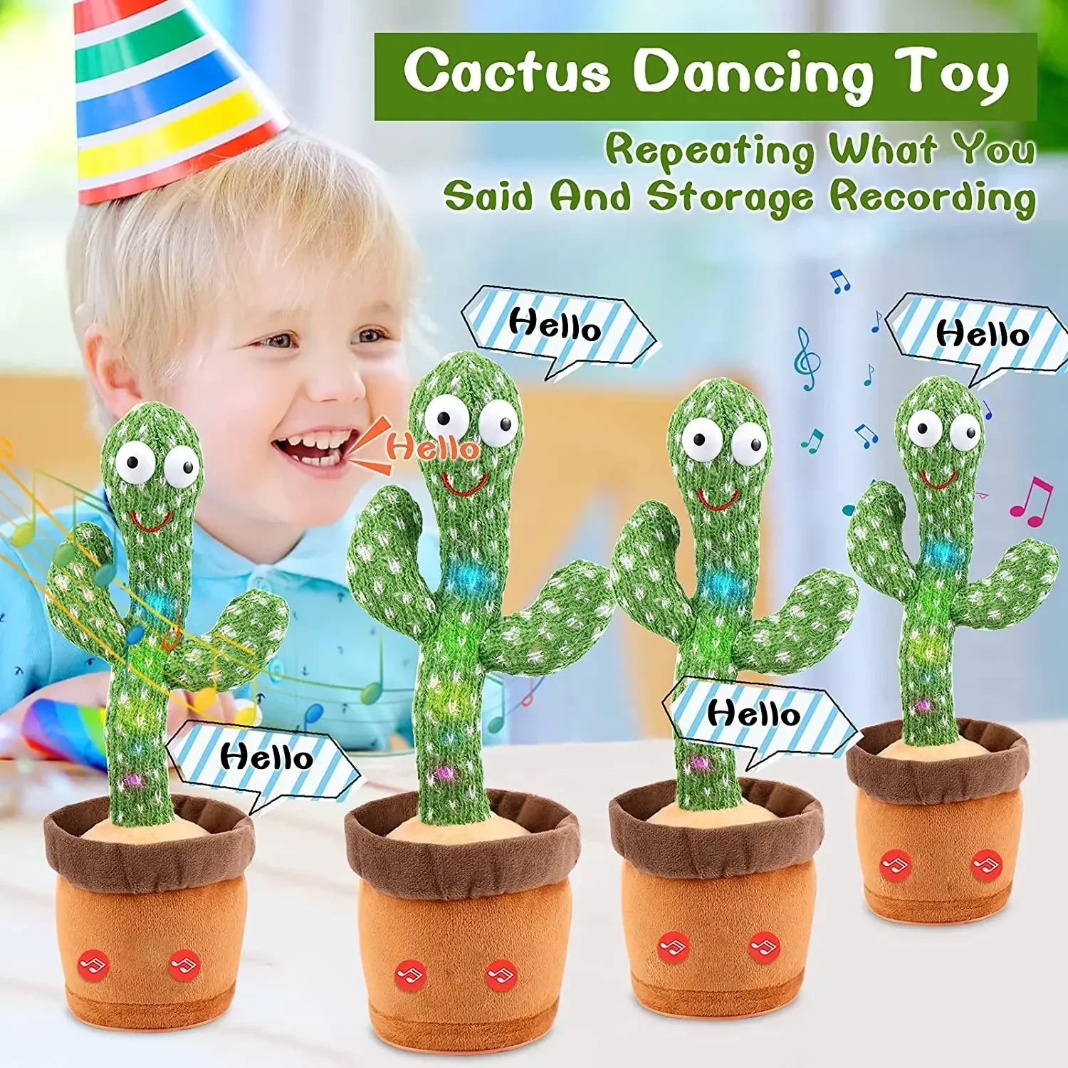 1pc Electronic Plush Toy Home Decoration for Children Xmas Gifts Dancing Talking Cactus Toys