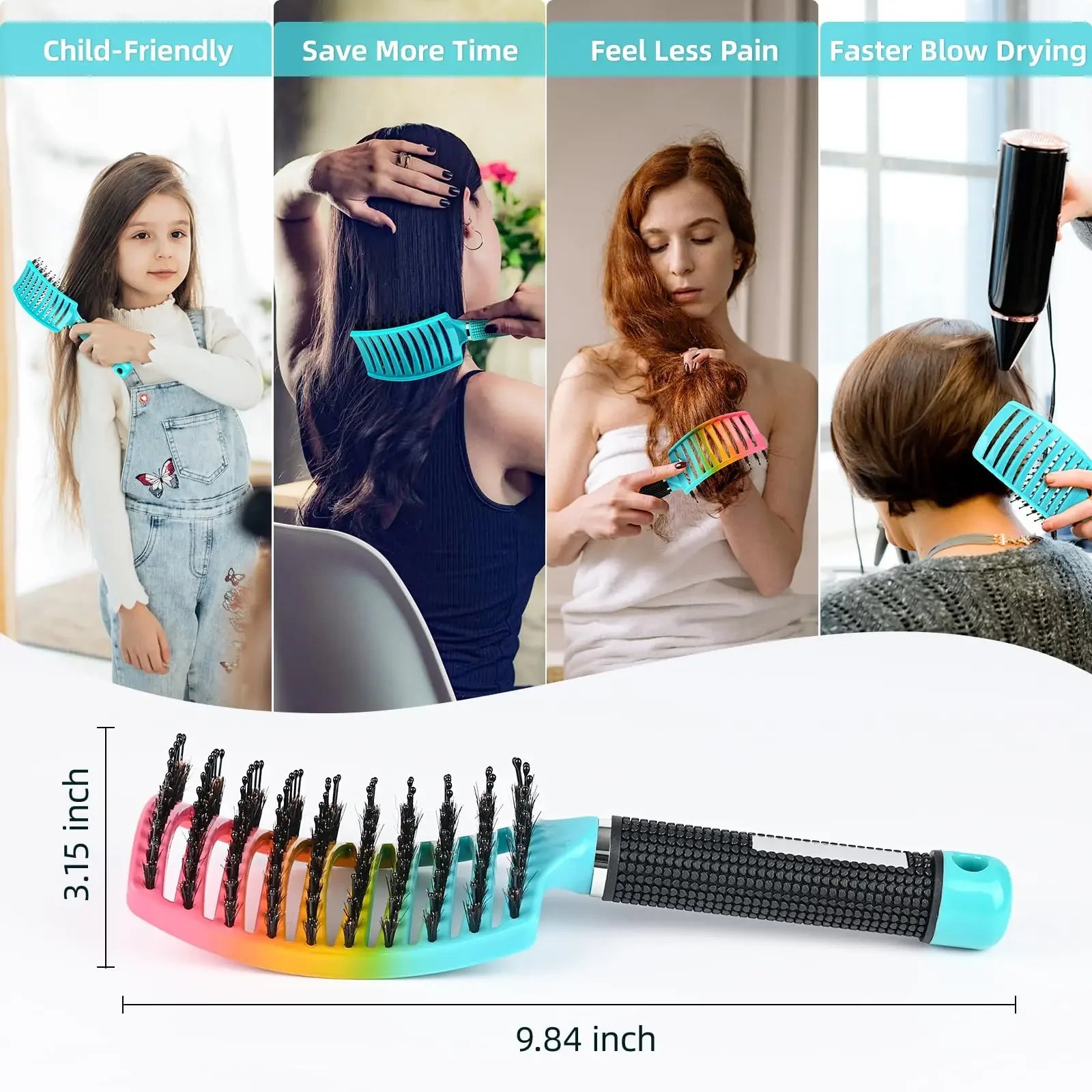 Magic Demelant Brush Bristle Nylon Massage Hairbrush Wet Curly Anti-Static Hair Brush