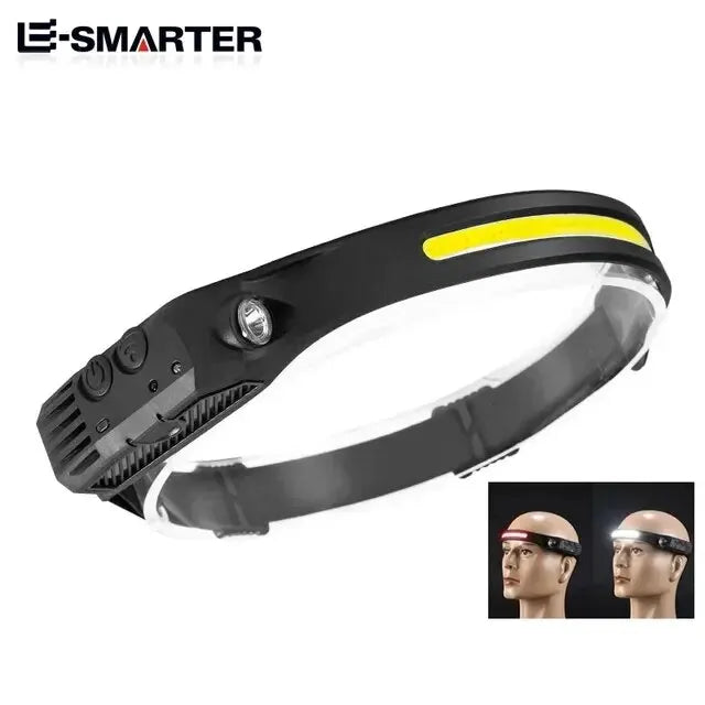 LED Headlamp Sensor Headlight With Built-in Battery Head Flashlight USB Rechargeable