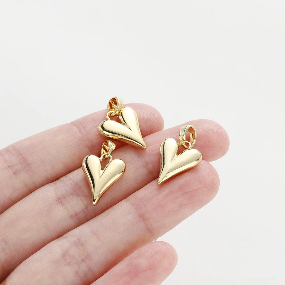 4pcs 18K Gold Plated Small Peach Heart Charms For Jewellery Making DIY Earrings