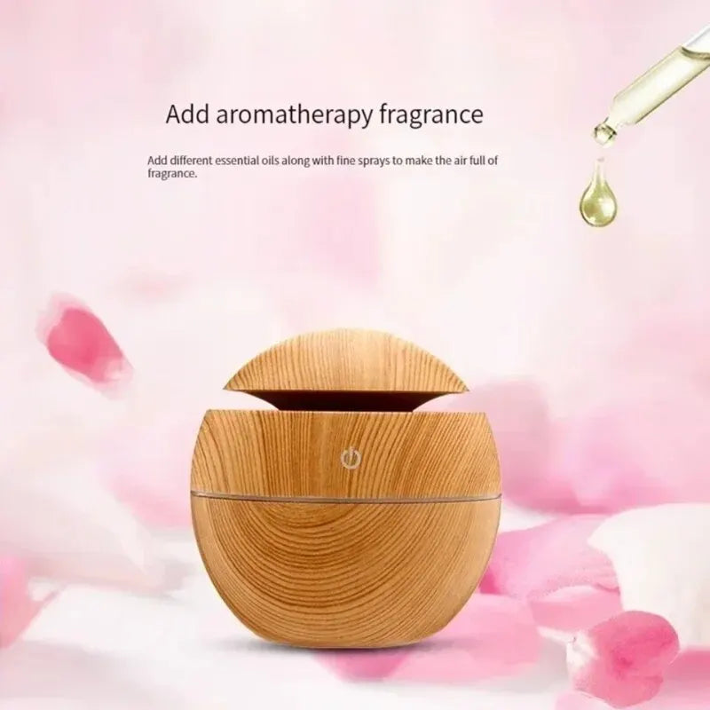 USB Ultrasonic Cool Mist Sprayer Essential Oil Fragrance Mini Home Wood Grain