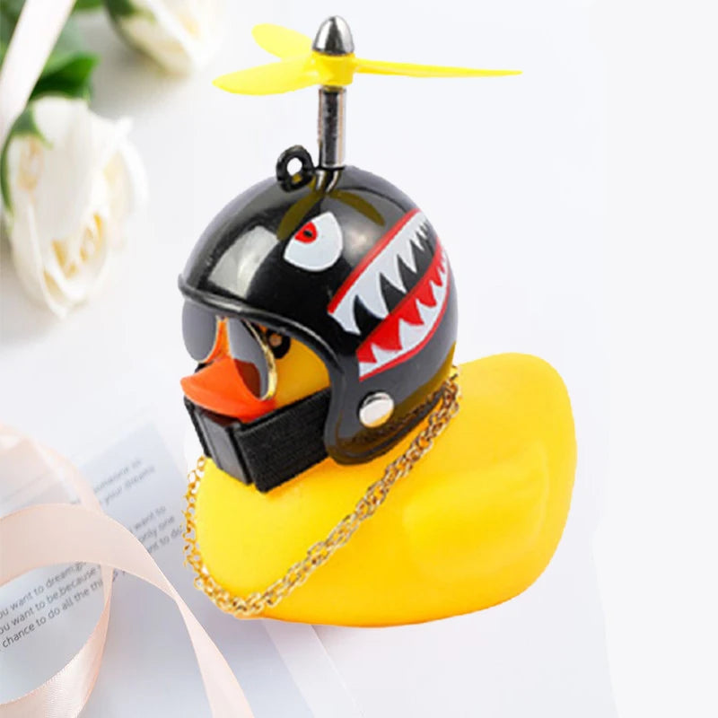 Car Duck With Helmet Broken Wind Pendant Small Yellow Duck Road Bike Motor Helmet Riding