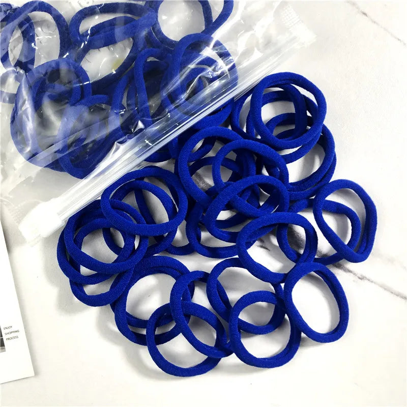 50PCS/100PCS Set Hair Bands for Women Girl Basic Rubber Ties Ropes 4cm