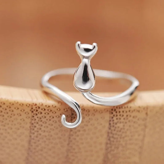 Sterling Silver Cat Rings For Women Engagement Luxury Designer Jewelry Female