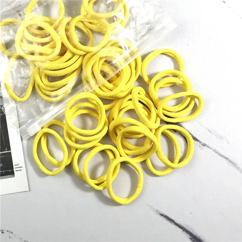 50PCS/100PCS Set Hair Bands for Women Girl Basic Rubber Ties Ropes 4cm