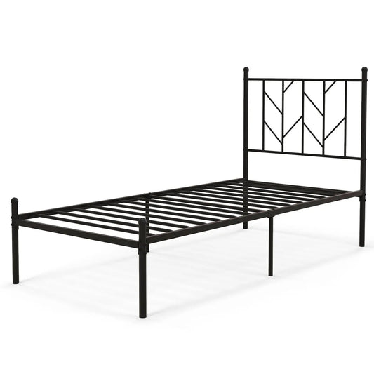 GOFLAME 3FT Single Metal Bed Frame Heavy-duty Slatted Platform Bed with Headboard