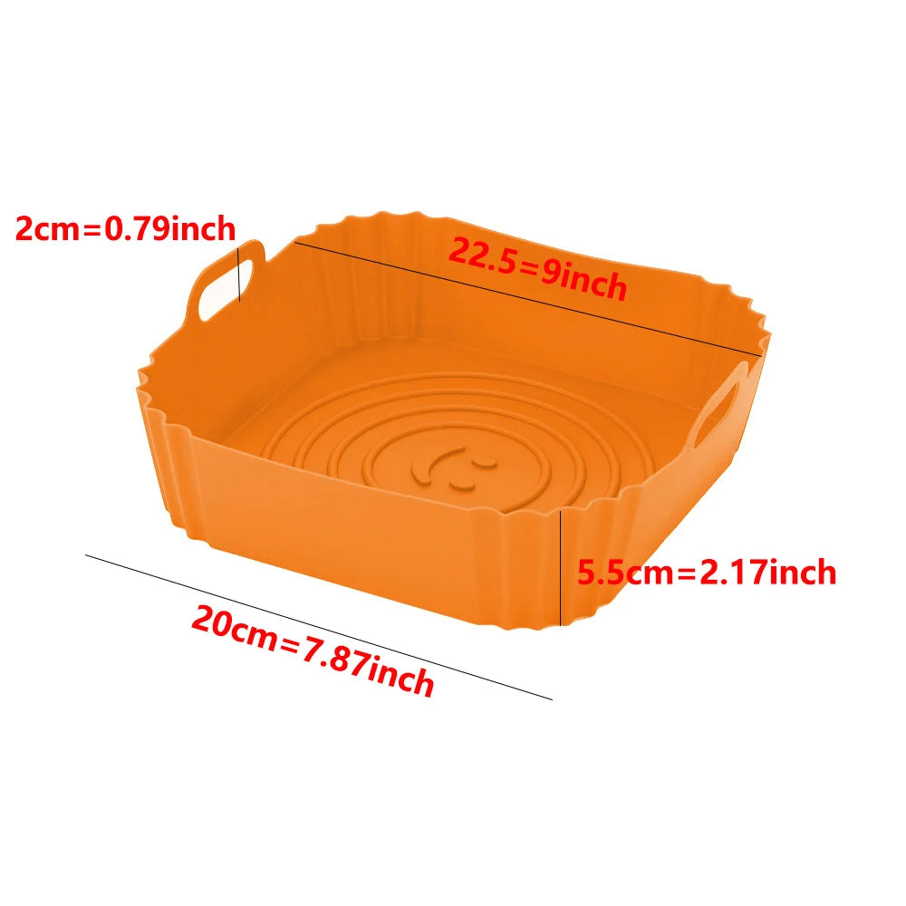 22cm Reusable Airfryer Pan Liner Accessories Silicone Air Fryers Oven Baking Tray