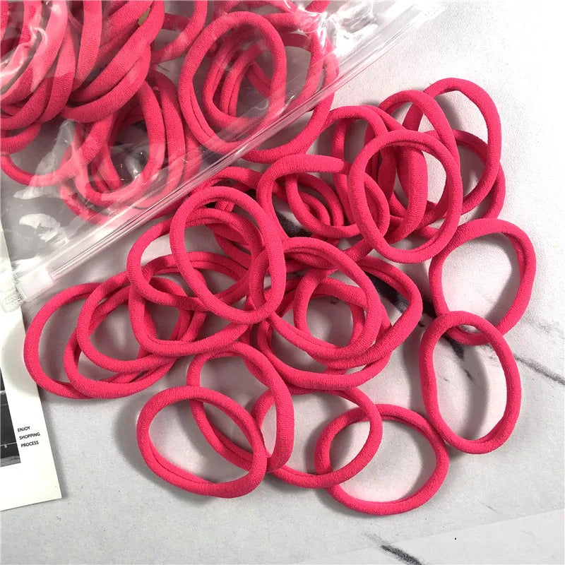 50PCS/100PCS Set Hair Bands for Women Girl Basic Rubber Ties Ropes 4cm