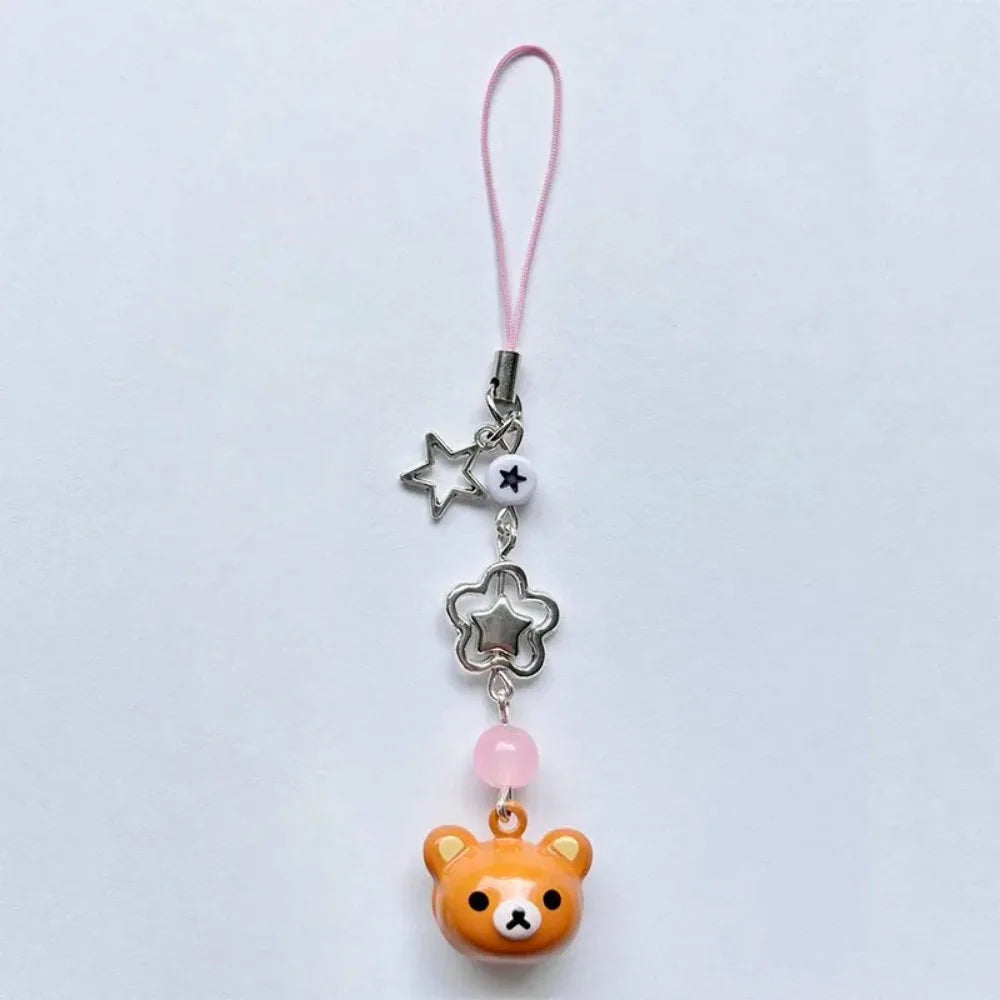Cute Bear Pendant Matching Phone Charms Keychains Y2k Handmade Key Chain Accessories