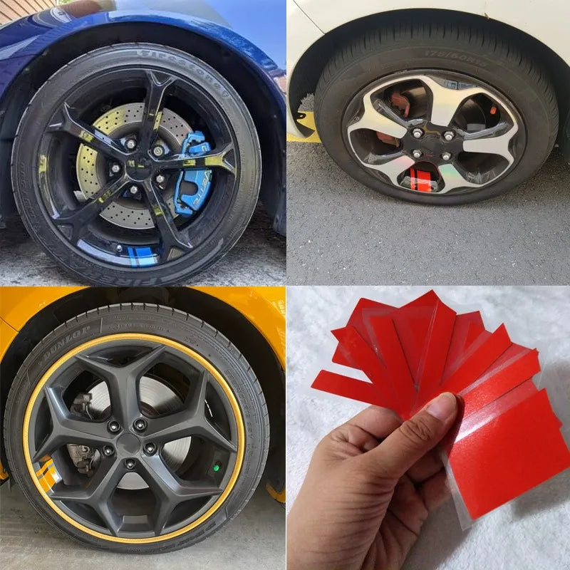 6Pcs Car Sticker Reflective Wheel Hub Decals Resistant Cover Exterior Accessory Car Decor