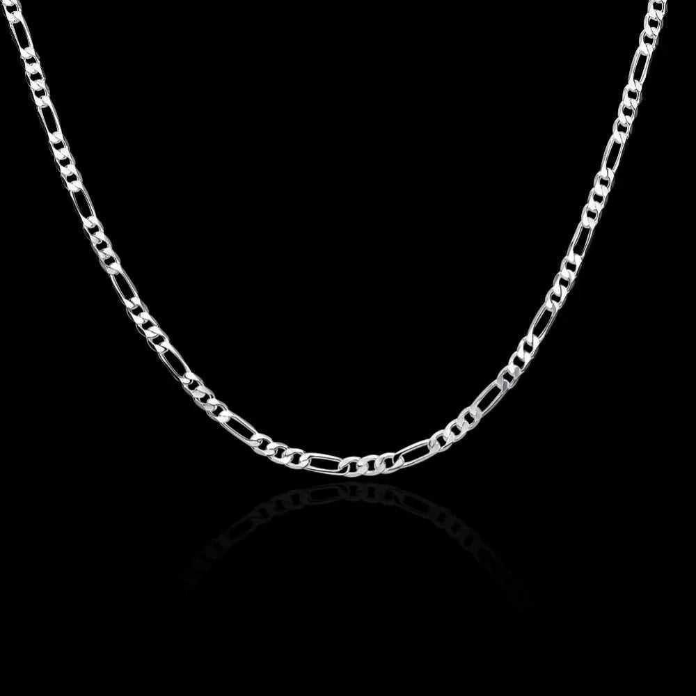 40-75cm 925 Silver 4mm Figaro Chain Necklace For Women Men Long Necklace Hip Hop Jewelry