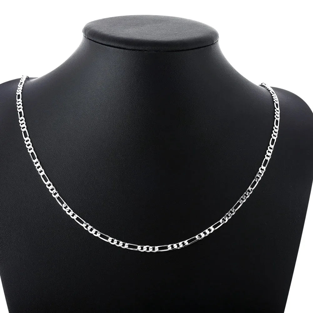 40-75cm 925 Silver 4mm Figaro Chain Necklace For Women Men Long Necklace Hip Hop Jewelry