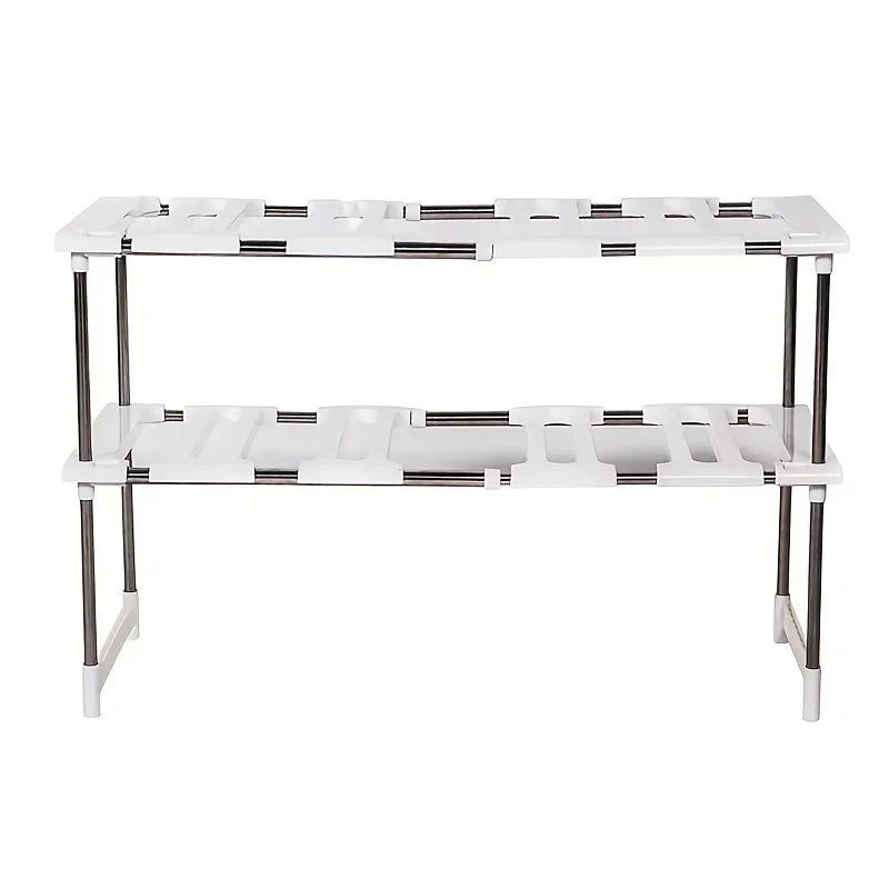 1 Kitchen Mobile Storage Rack: 2-Layer Movable-Panel, Expandable Cabinet Rack