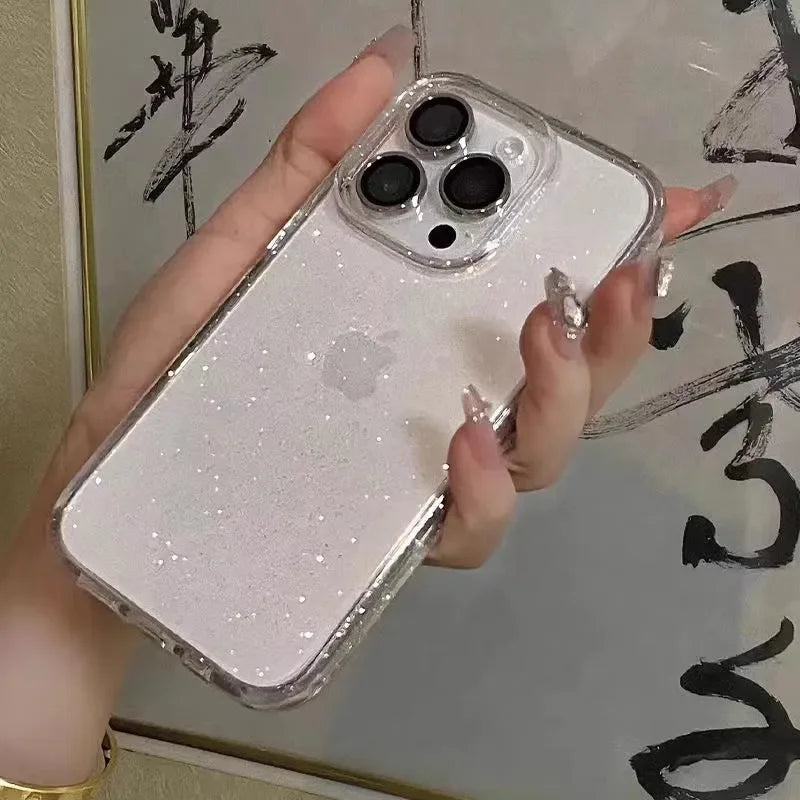 Luxury Bling Glitter Clear Phone Case For iPhone Shockproof Transparent Soft Cover