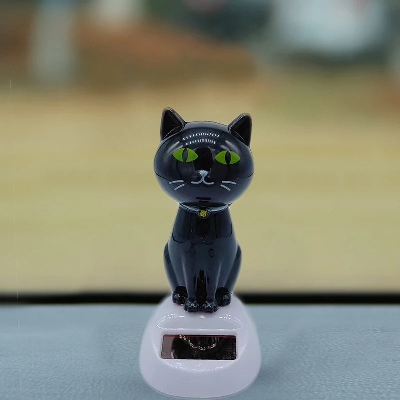 1pc Car Decoration Solar Energy Decoration Shaking Head Doll Cartoon Cat Shape Decoration