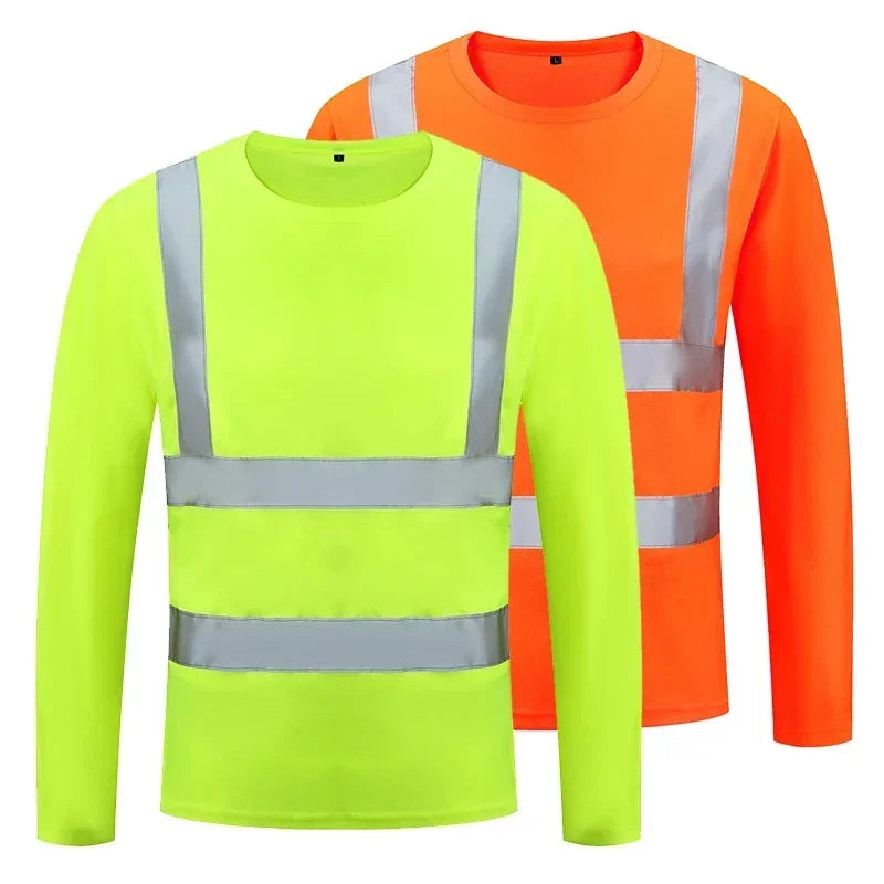 Fluorescent High Visibility Shirts Reflective Safety t-Shirt Long Sleeve Hi Vis Shirt