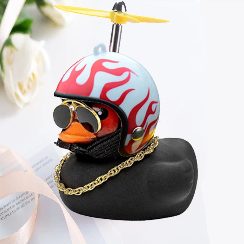 Car Duck With Helmet Broken Wind Pendant Small Yellow Duck Road Bike Motor Helmet Riding