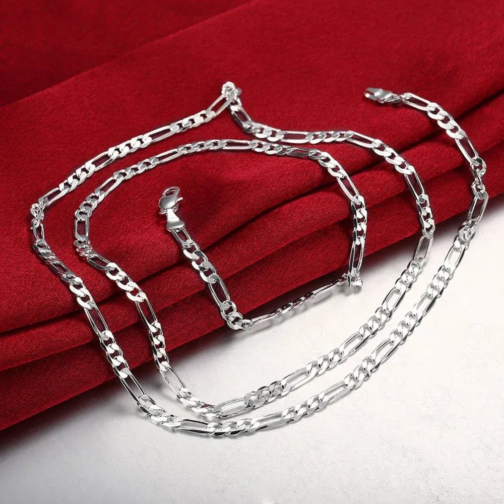 40-75cm 925 Silver 4mm Figaro Chain Necklace For Women Men Long Necklace Hip Hop Jewelry