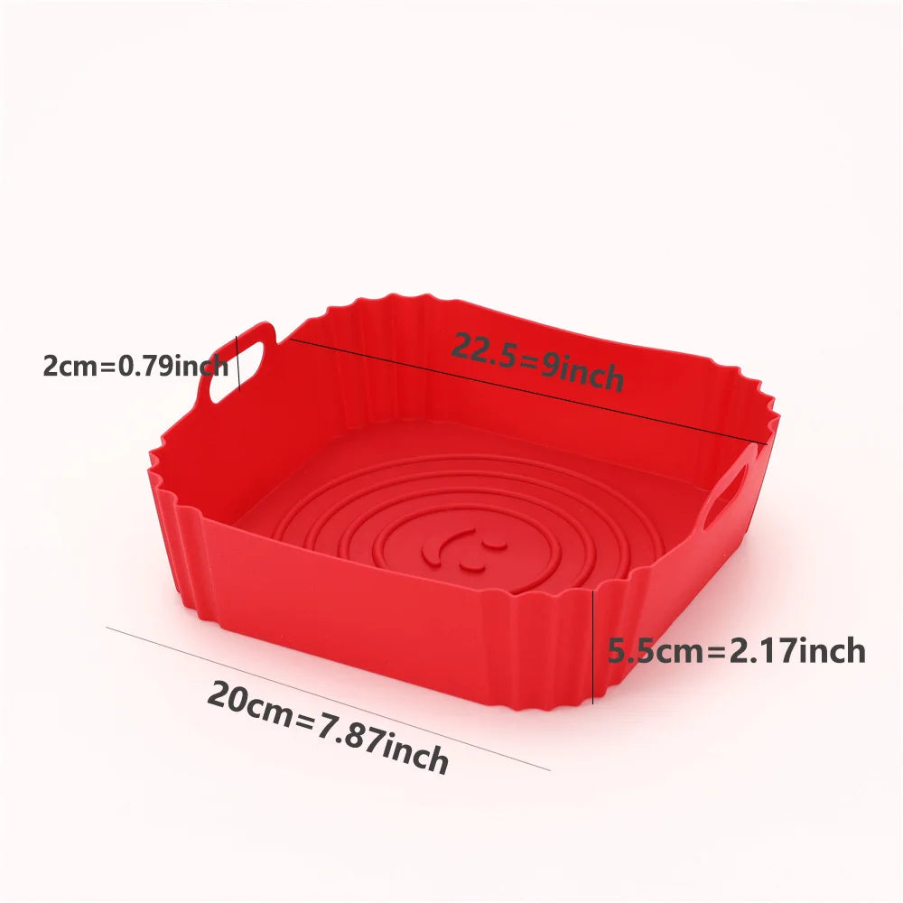 22cm Reusable Airfryer Pan Liner Accessories Silicone Air Fryers Oven Baking Tray