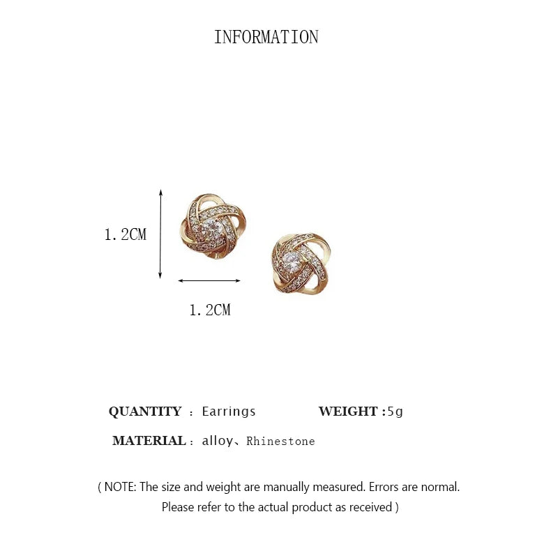 Light Luxury Zircon Stud Earrings Simple Cross Hollow Geometric Earrings Wedding