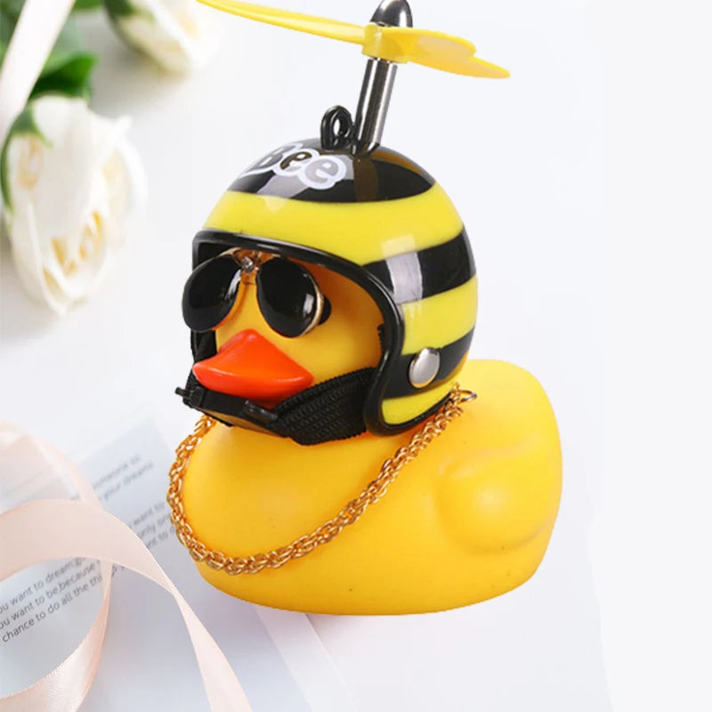 Car Duck With Helmet Broken Wind Pendant Small Yellow Duck Road Bike Motor Helmet Riding