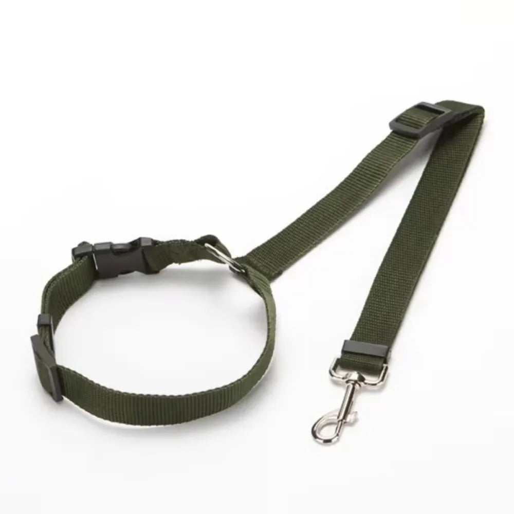 Solid Color Two-in-one Pet Car Seat Belt Nylon Lead Leash Backseat Safety Belt