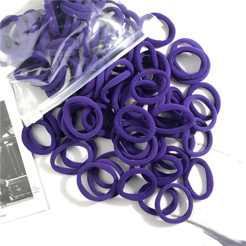 50PCS/100PCS Set Hair Bands for Women Girl Basic Rubber Ties Ropes 4cm