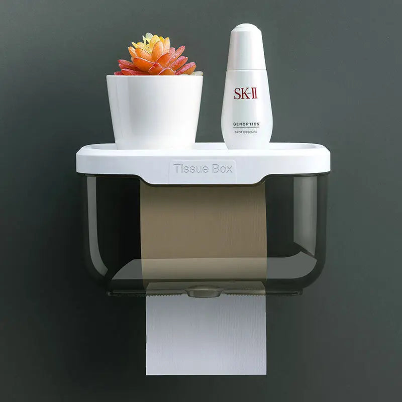 Toilet Paper Support Box No Punch, Storage Waterproof, Storage Rack Toilet Paper