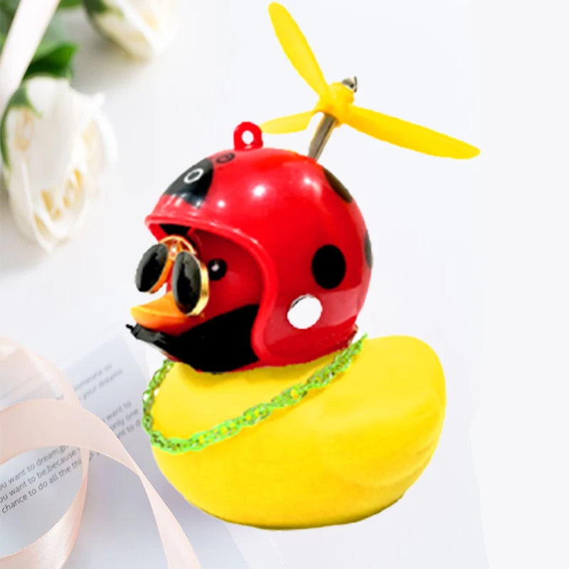 Car Duck With Helmet Broken Wind Pendant Small Yellow Duck Road Bike Motor Helmet Riding
